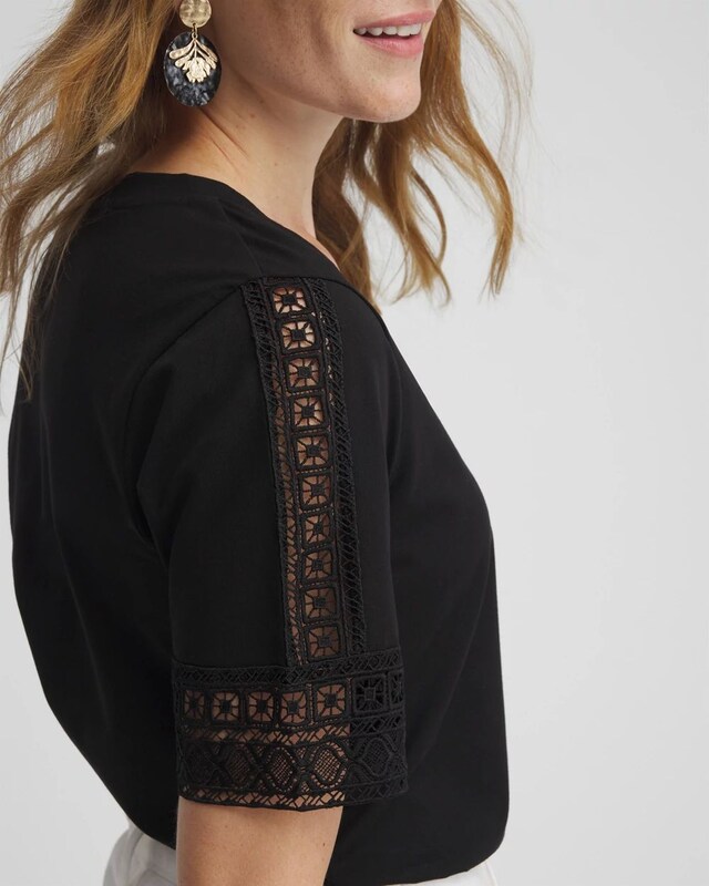 Trim Detail V-neck Tee - image 4